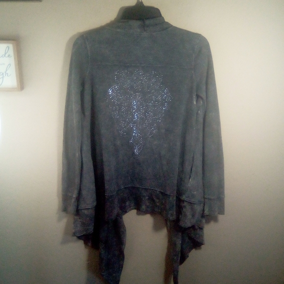 One World Acid Wash Bling Thermal Open Cardigan - Picture 9 of 16